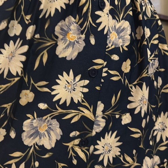 NWT! Long Maxi Navy Blue & White Floral Summer Dress w/ Corset-like Denim Top - Picture 3 of 10